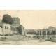 47 VILLENEUVE-SUR-LOT. Péniches à la Cale avec Pont et Mairie 1909