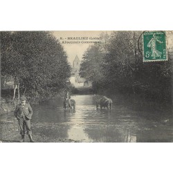 45 BEAULIEU. Chevaux à l'Abreuvoir Communal 1912