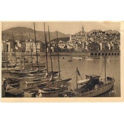 Superbe lot 4 cpa 06 MENTON. Voiliers de Pêcheurs au Port, Cap Martin et Chemin Fleuri