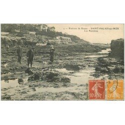 carte postale ancienne 17 SAINT-PALAIS-SUR-MER. Les Pierrières 1921 avec pêcheurs de Crustacés