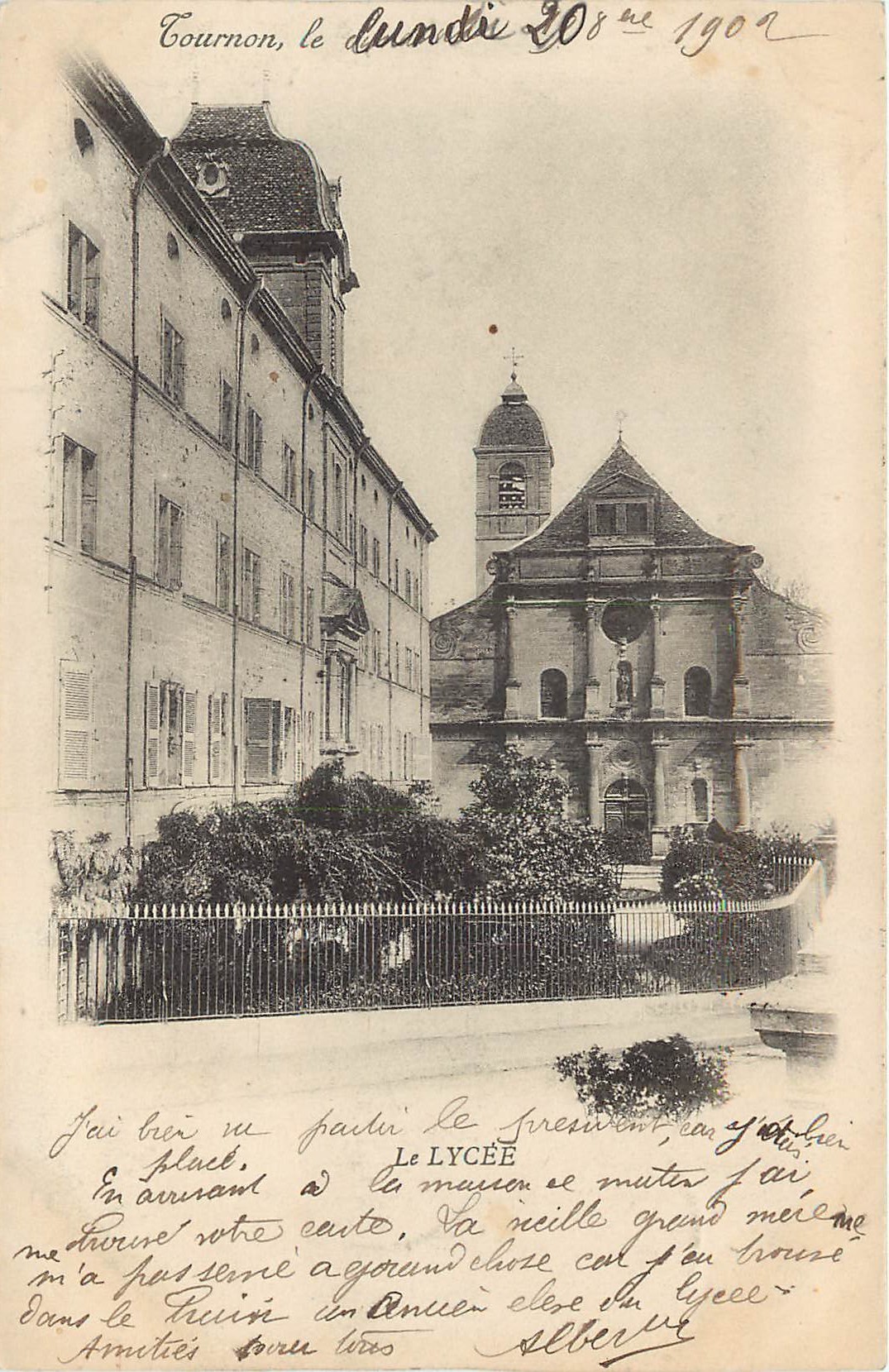 Carte Postale Ancienne Tournon-sur-Rhône – Lycée Vu Du Rhône, Dos Non Divisé, 07