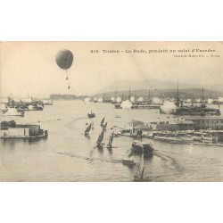 4 Superbes Cpa 83 TOULON. Ballon dans la Rade, Ecole Rouvrière, Gare et Préfecture Maritime Place Armes