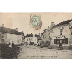95 BELLEFONTAINE. Café commerce de vins et Ecole sur la Place 1906