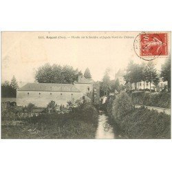 carte postale ancienne 18 ARGENT. Moulin sur la Sauldre et Château 1908