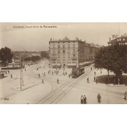 Suisse GENEVE. Tramway sur Rond Point de Plainpalais 1921