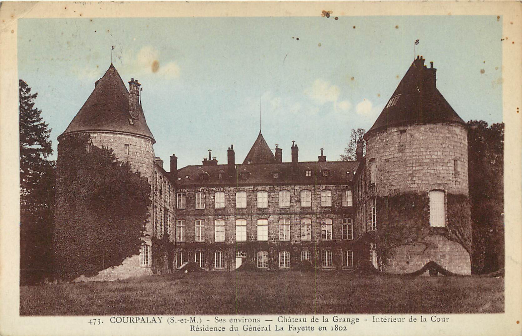 77 COURPALAY. Cour Château de la Grange résidence de La Fayette 1942