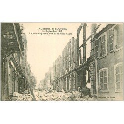 carte postale ancienne 18 BOURGES. Incendie 1928. Rue Moyenne de la Place Cujas