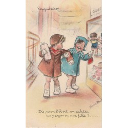 Illustratrice GERMAINE BOURET. Repopulation, Dis, mon Bébert on achète un garçon ou une fille ,...