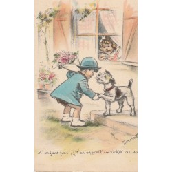 Illustratrice GERMAINE BOURET. Le Chien, t'en fais pas, j't'ai apporté un ticket de sucre !
