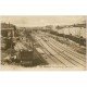 carte postale ancienne 18 BOURGES. La Gare 1928 avec Trains et Locomotive à Vapeur