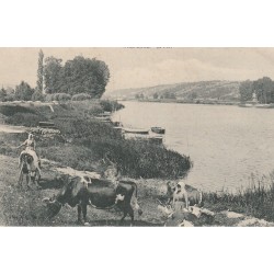 78 FRENEUSE. Le Port avec Paysannes et vaches