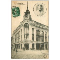 carte postale ancienne 18 BOURGES. Les Nouvelles Galeries animées 1909. Coiffe Berrichonne