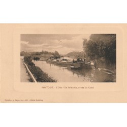 95 PONTOISE. Ile Saint-Martin avec Péniches à l'entrée du Canal