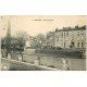 carte postale ancienne 18 BOURGES. Quai d'Auron animé 1907 Péniche