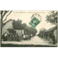 carte postale ancienne 18 CAMP D'AVORD. Bureau de Poste et Tabac voiture décapotable 1916