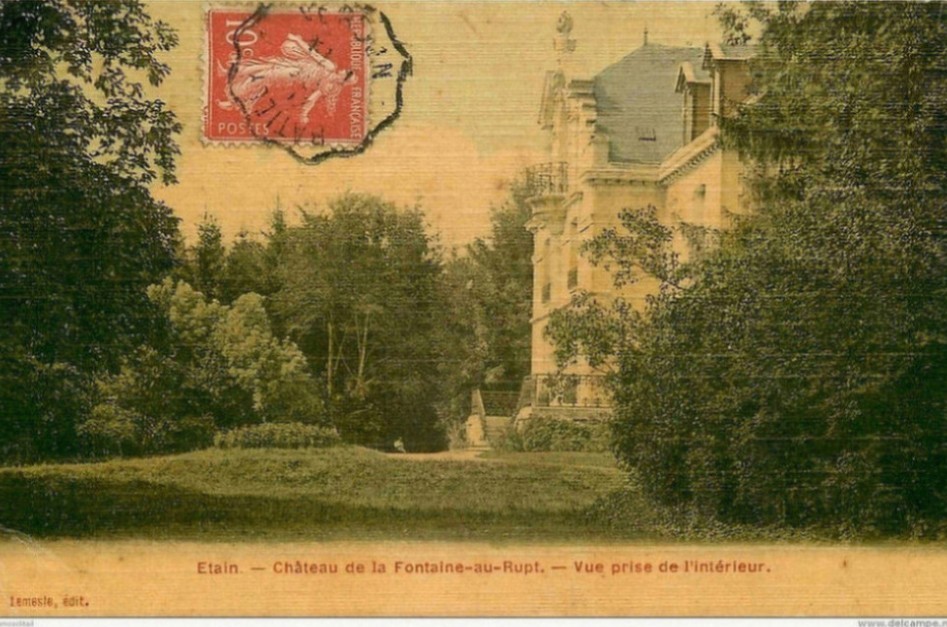 55 ETAIN. Château de la Fontaine-au-Rupt. Rare carte toilée 1907