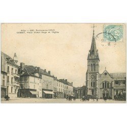 carte postale ancienne 03 CUSSET. Eglise Place Victor Hugo vers 1906