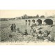 4 cpa 06 NICE. Canon Château, Promenade Midi Ponchettes, Place Gare et Laveuses Paillon