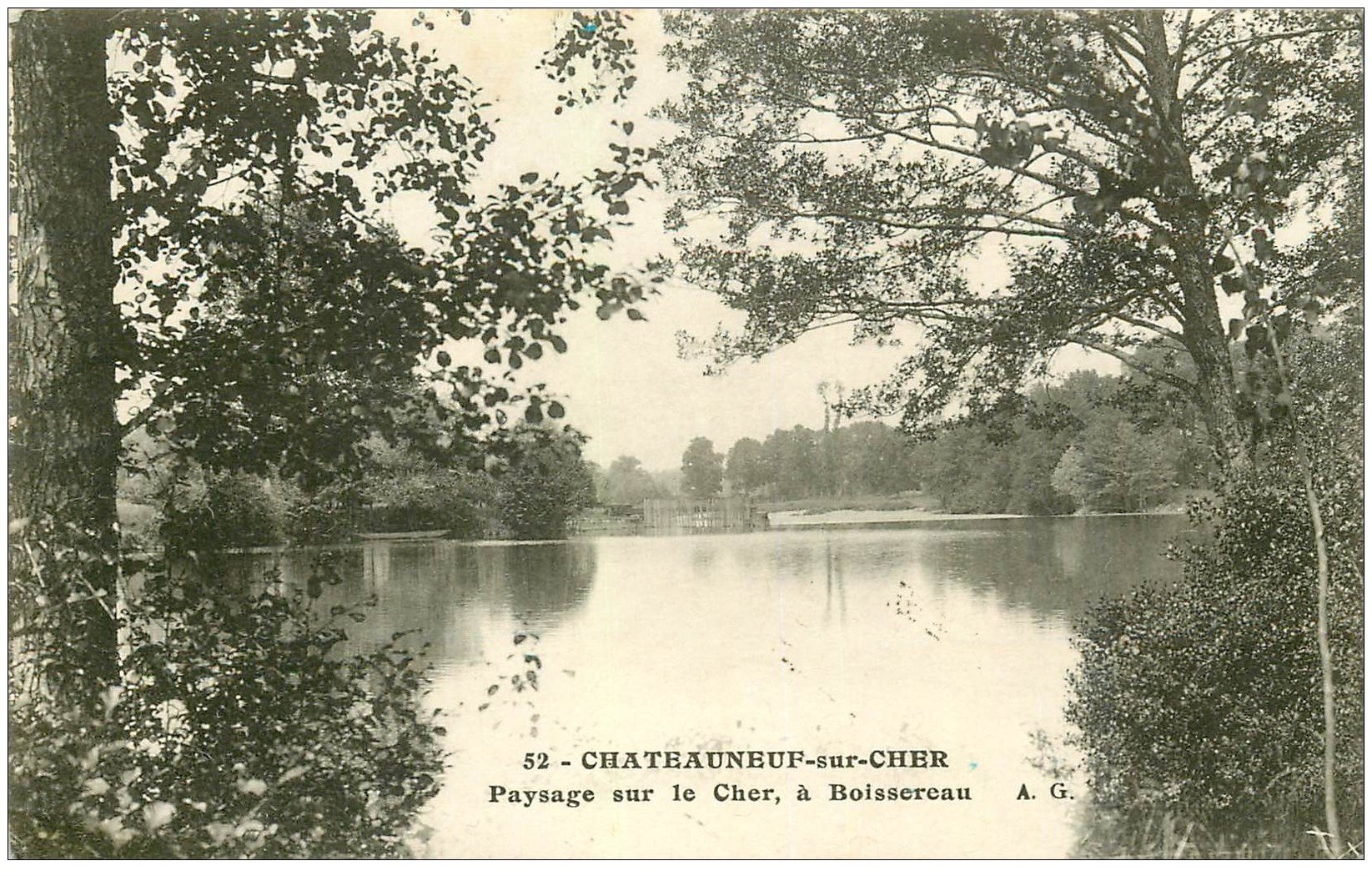 carte postale ancienne 18 CHATEAUNEUF-SUR-CHER. Paysage à Boissereau 1921