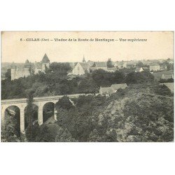 carte postale ancienne 18 CULAN. Viaduc Route de Montluçon 1914