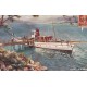 2 cpa 06 CANNES. Palmiers Place du Casino 1912 et yacht Ile de Lerins