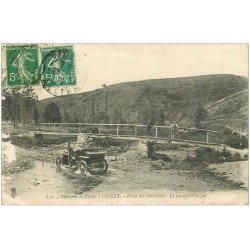 carte postale ancienne 03 CUSSET. Passage d'un Gué par automobile Route des Malavaux 1919