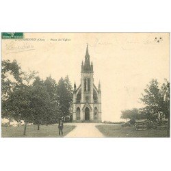 carte postale ancienne 18 LAVERDINES. Place de l'Eglise 1915