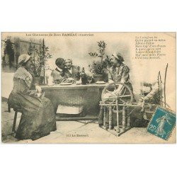 carte postale ancienne 18 LE BERRY. Le Dessert 1922 Femme au rouet. Chanson Rameau