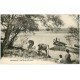 carte postale ancienne 18 LERE. Vaches et Passeur en barque bords de la Loire