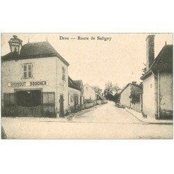 carte postale ancienne 03 DIOU. Route de Saligny. Brossut Boucherie