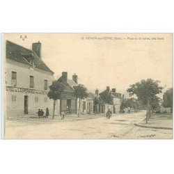 carte postale ancienne 18 MEHUN-SUR-YEVRE. Place du XIV Juillet 1918 Hôtel Espérance et Café Univers