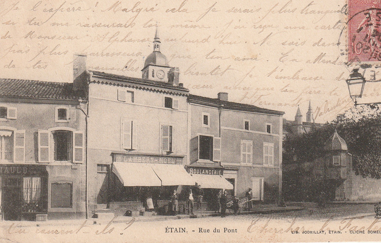 55 ETAIN. Rue du Pont magasin Lambert Noel et boulangerie 1904