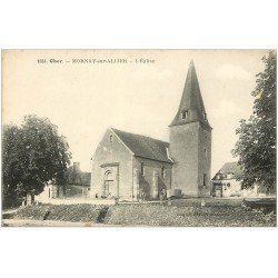 carte postale ancienne 18 MORNAY-SUR-ALLIER. L'Eglise petite animation