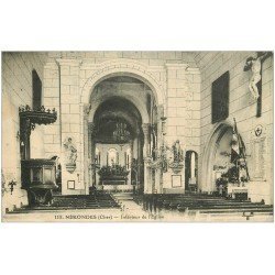 carte postale ancienne 18 NERONDES. Intérieur de l'Eglise 1923
