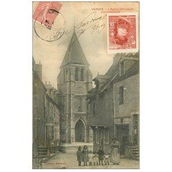 18 VIERZON. L'Eglise 1909. Beau timbre ajouté après "" Les Alliés 1914-18 ""