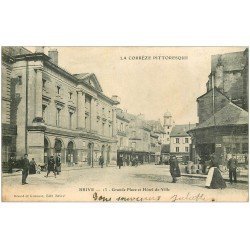 carte postale ancienne 19 BRIVE. Grande Place et Hôtel de Ville 1903