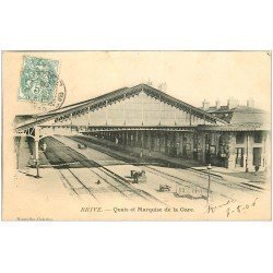 carte postale ancienne 19 BRIVE. Quais et Marquise de la Gare 1905