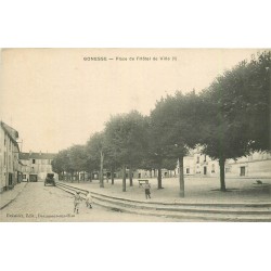 3 cpa 95 GONESSE. Place Hôtel de Ville, Eglise remaniée et Square