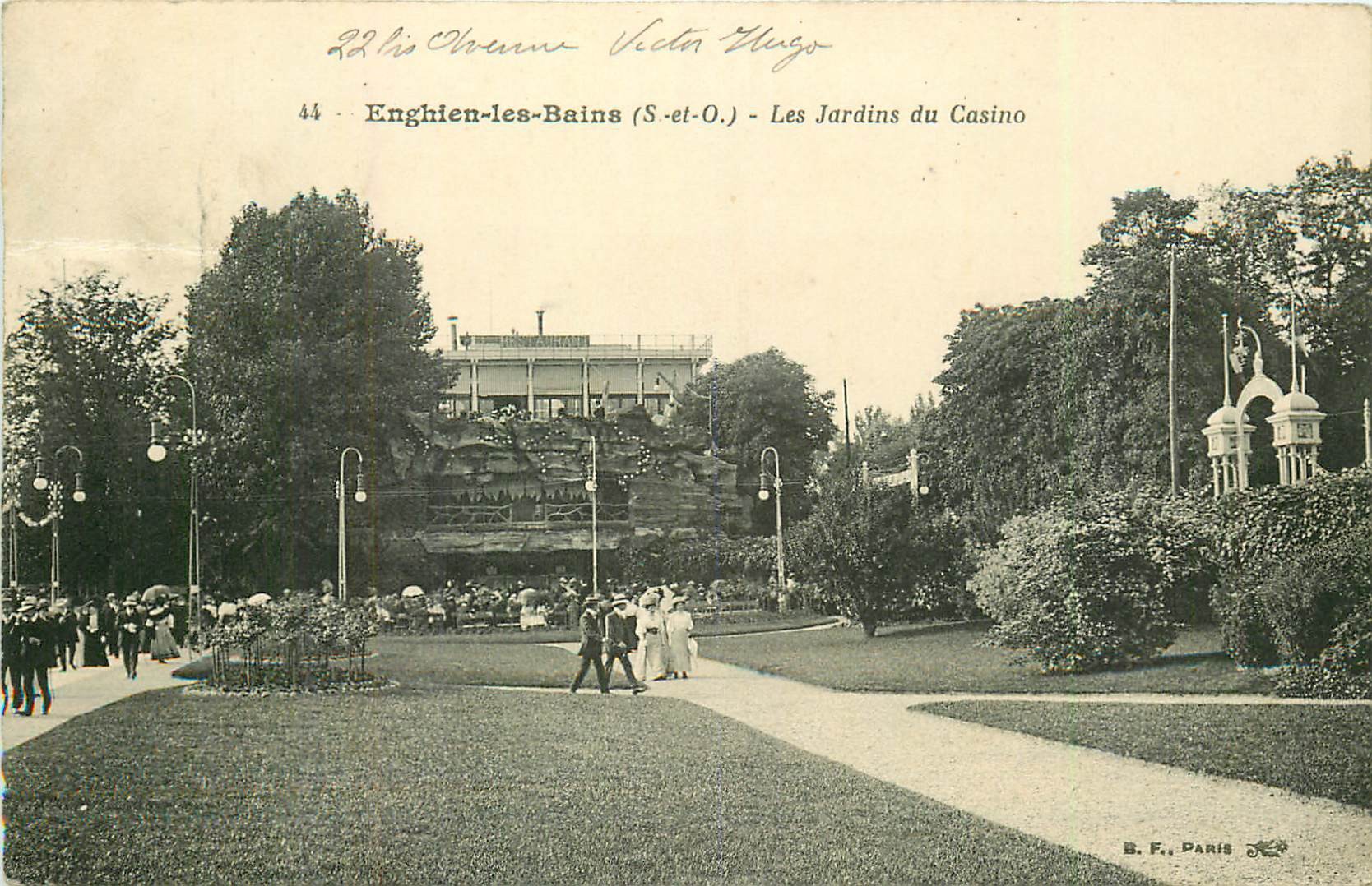4 cpa 95 ENGHIEN-LES-BAINS Casino avec Bateaux promenades sur le Lac et Jardins