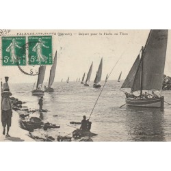 34 PALAVAS-LES-FLOTS. Départ en bateaux pour la Pêche au Thon et pêcheurs à la ligne 1913