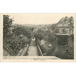 carte postale ancienne 19 OBJAT. Les Ecoles et l'Escalier. Edition Chalard Tabac