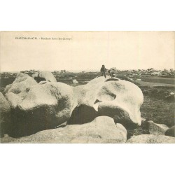 2 cpa Dolmen & Menhirs PLOUMANAC'H et CARNAC. Rochers dans Champs et Alignements Ménec 1908