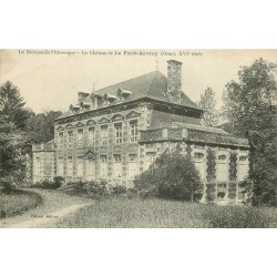 2 cpa 61 LA FORÊT-AUVRAY. Château et Pont sur l'Orne 1918