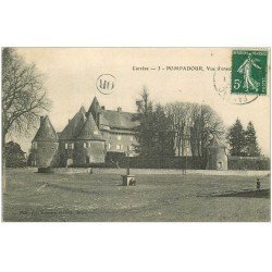 carte postale ancienne 19 POMPADOUR. Le Château vers 1905 Timbre vert