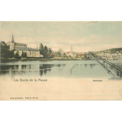 2 cpa NAMECHE. Eglise et Pont bords de la Meuse vers 1900