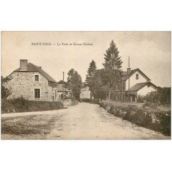 carte postale ancienne 19 SAINT-PAUL. La Poste et Groupe Scolaire 1930