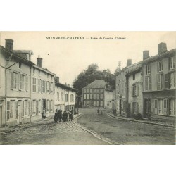 3 cpa 51 VIENNE-LE-CHATEAU. Butte ancien Château, Aéroplane sur Chemin de la Gare et Grand'Rue 1915