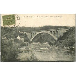 carte postale ancienne 19 UZERCHE. Le Pont du Gour Noir et l'Usine électrique