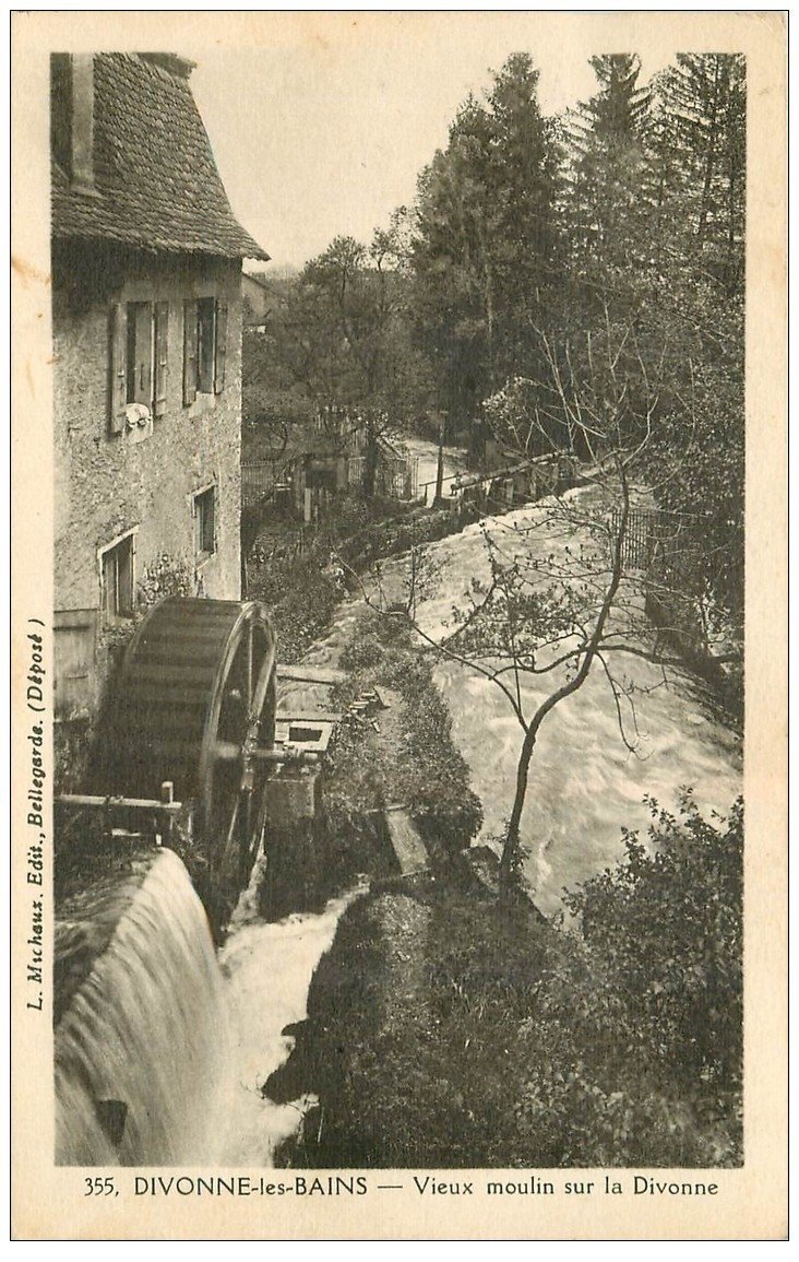 carte postale ancienne 01 DIVONNE-LES-BAINS. Vieux Moulin à Eau 1932