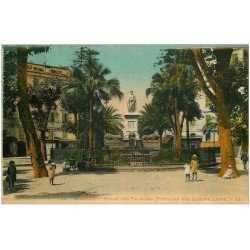 carte postale ancienne 20 AJACCIO. Place des Palmiers Fontaine des Quatre Lions 1928